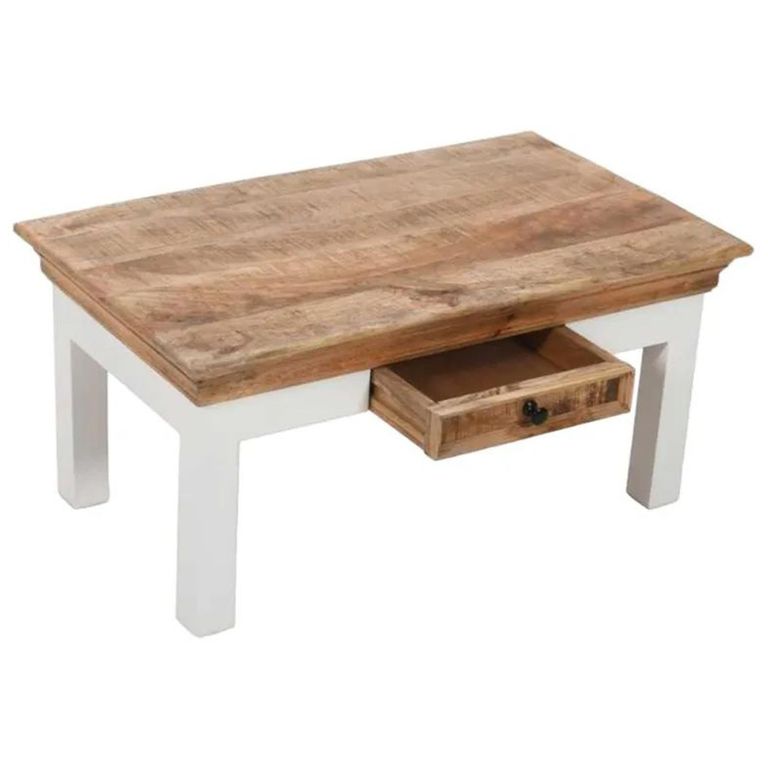 Alfie Coffee Table - Storage - White - Mango Wood
