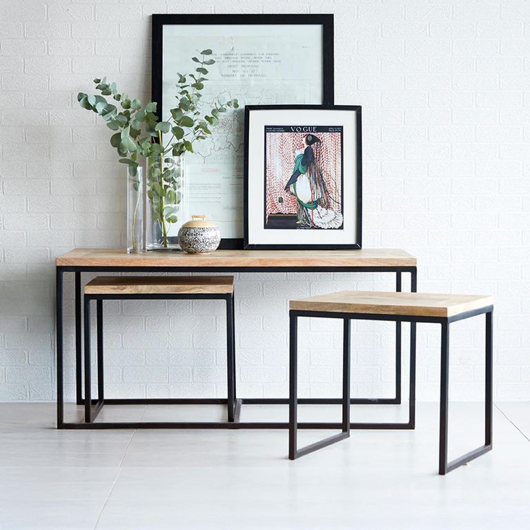 Cosmo Coffee Tables - Set of 3 - Industrial Style - Wooden and Metal