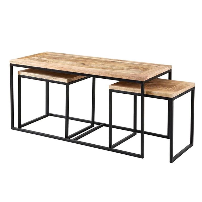 Cosmo Coffee Tables - Set of 3 - Industrial Style - Wooden and Metal