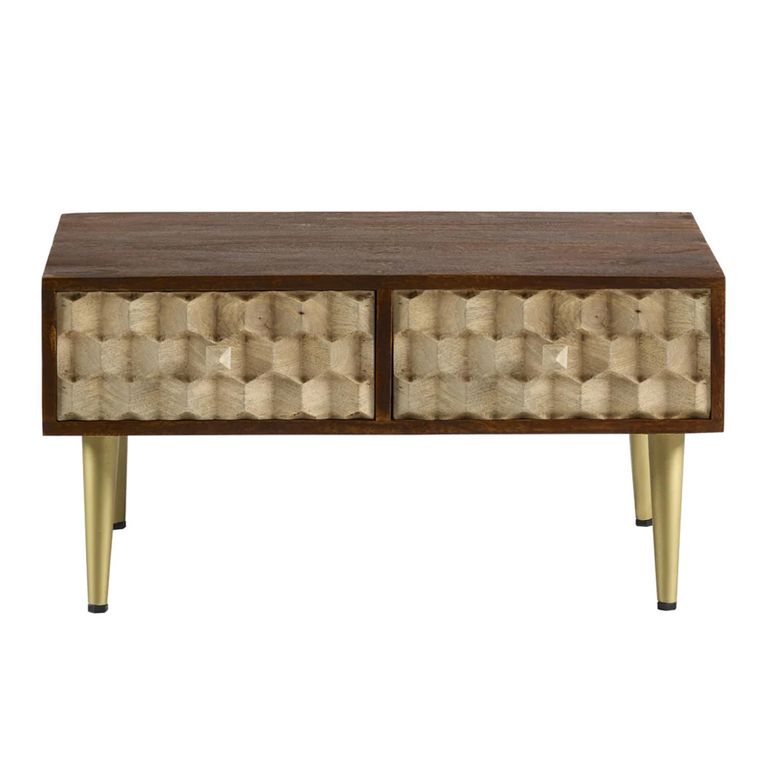 Edison Coffee Table - 2 Drawer - Geometric - Mango Wood