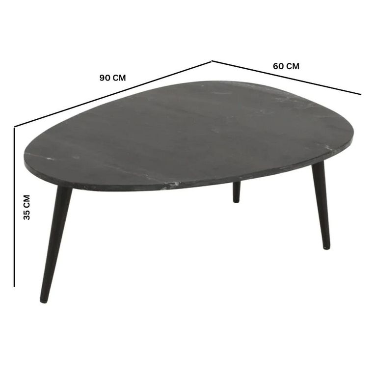 Opal Fluted Coffee Table - Black Marble