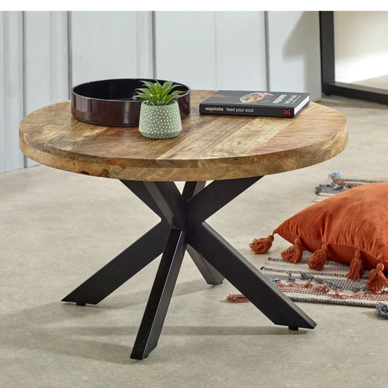 Surrey Coffee Table - Round - Black Star Leg - Solid Mango Wood