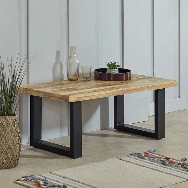 Surrey Coffee Table - Black U Legs - Solid Mango Wood