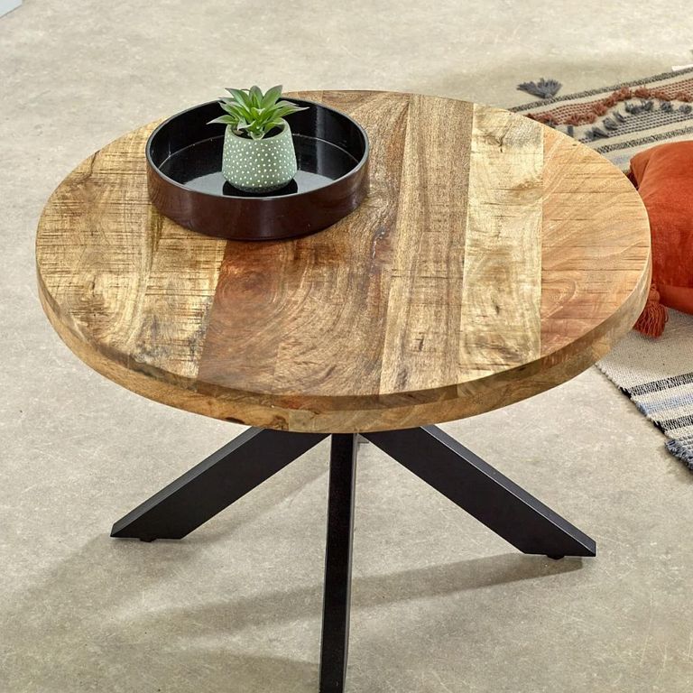 Surrey Coffee Table - Round - Black Star Leg - Solid Mango Wood
