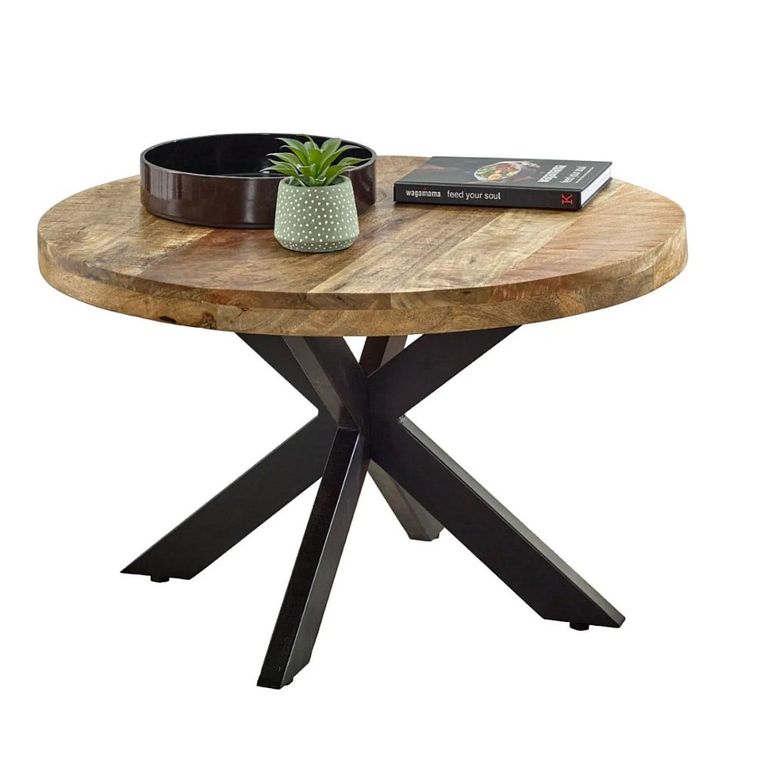 Surrey Coffee Table - Round - Black Star Leg - Solid Mango Wood