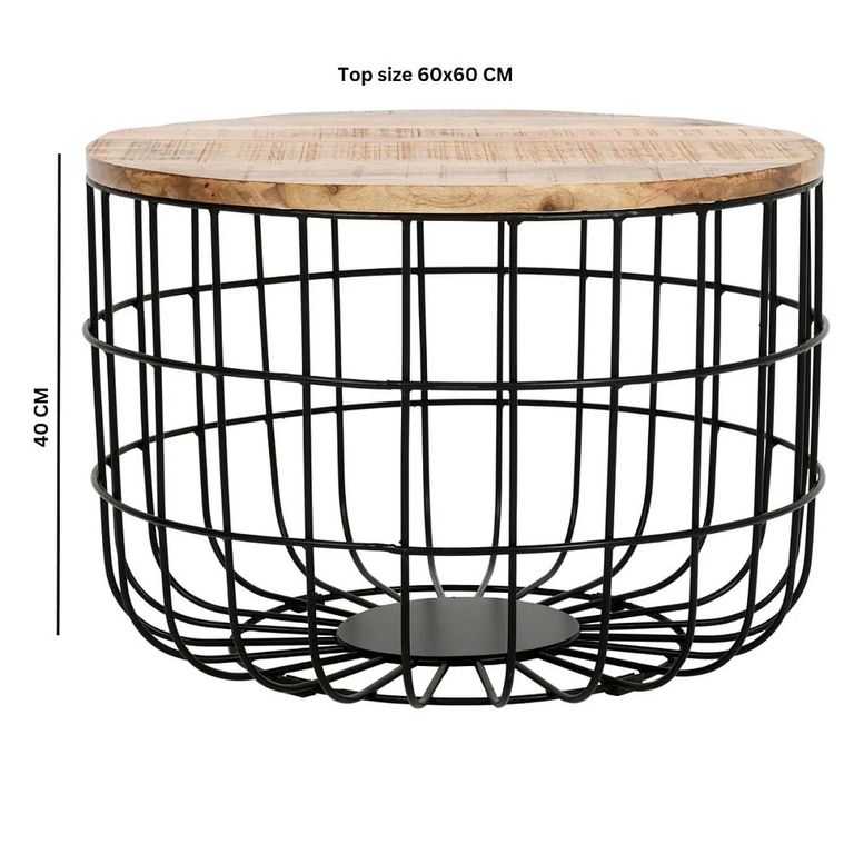 Surrey Coffee Table - Round - Removable Top - Solid Mango Wood