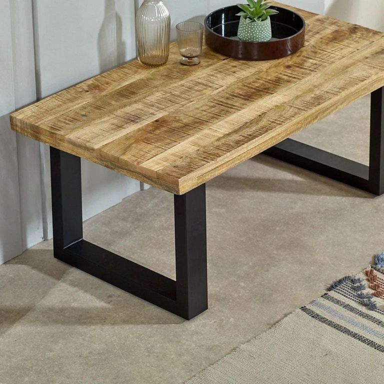 Surrey Coffee Table - Black U Legs - Solid Mango Wood