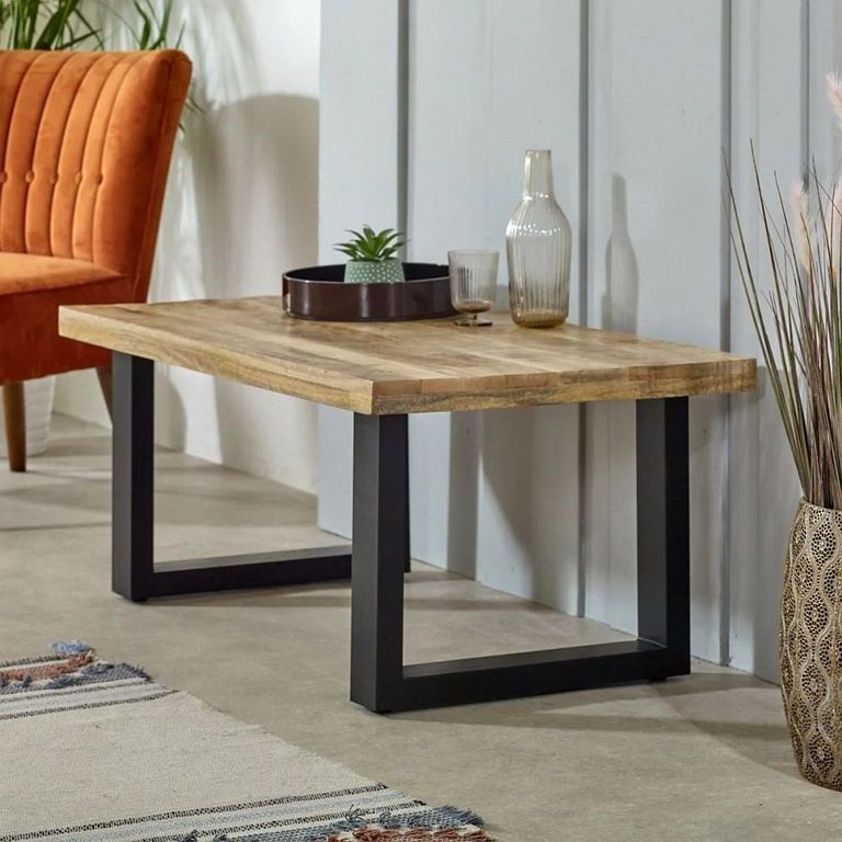 Surrey Coffee Table - Black U Legs - Solid Mango Wood