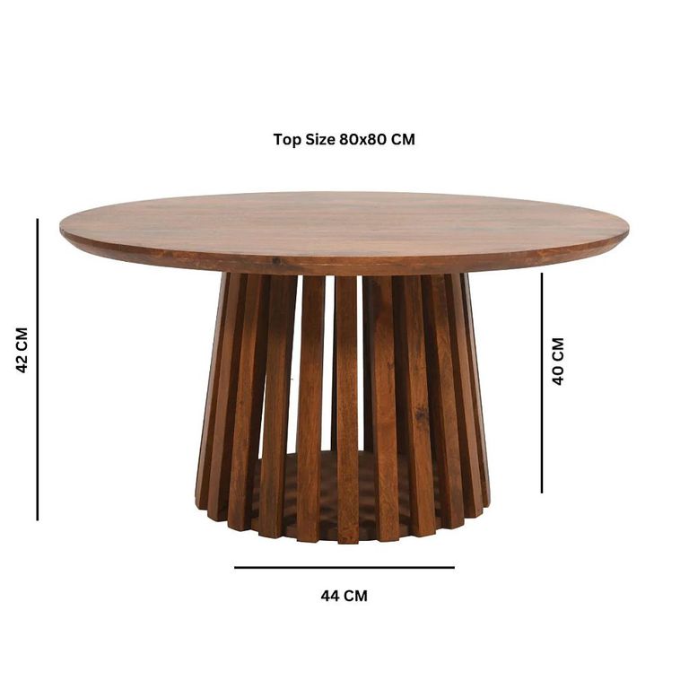 Slatted Coffee Table - Round - Slatted - Mango Wood