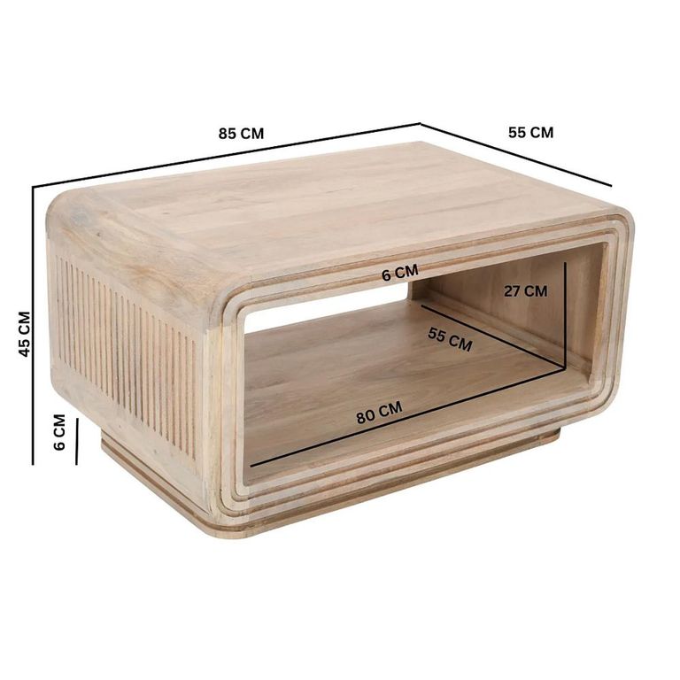 Hudson Coffee Table - Ribbed Carved - Mango Wood