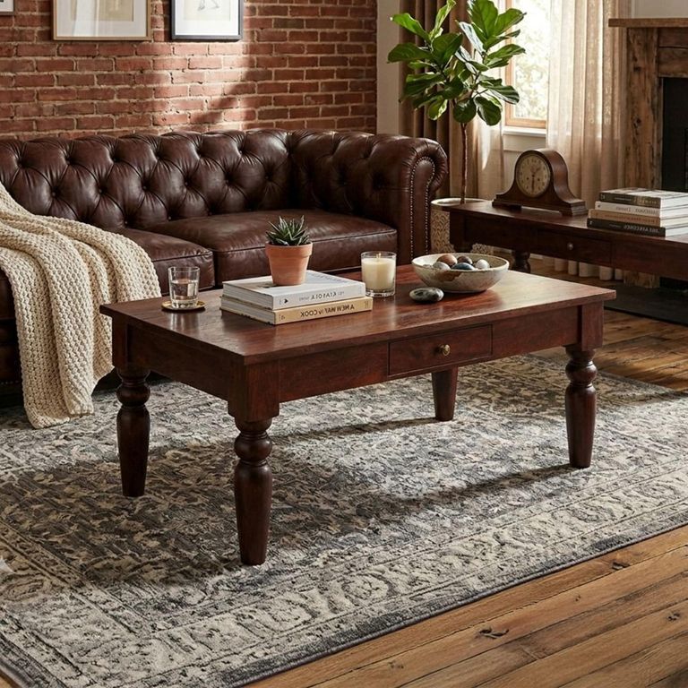 Jaipur Coffee Table - 1 Drawer - Solid Mango Wood