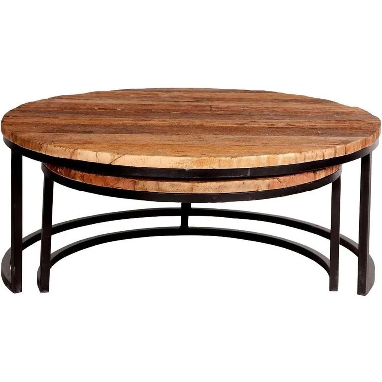 Coffee Tables - Set of 2 - Round - 2 Tier - Reclaimed Wood