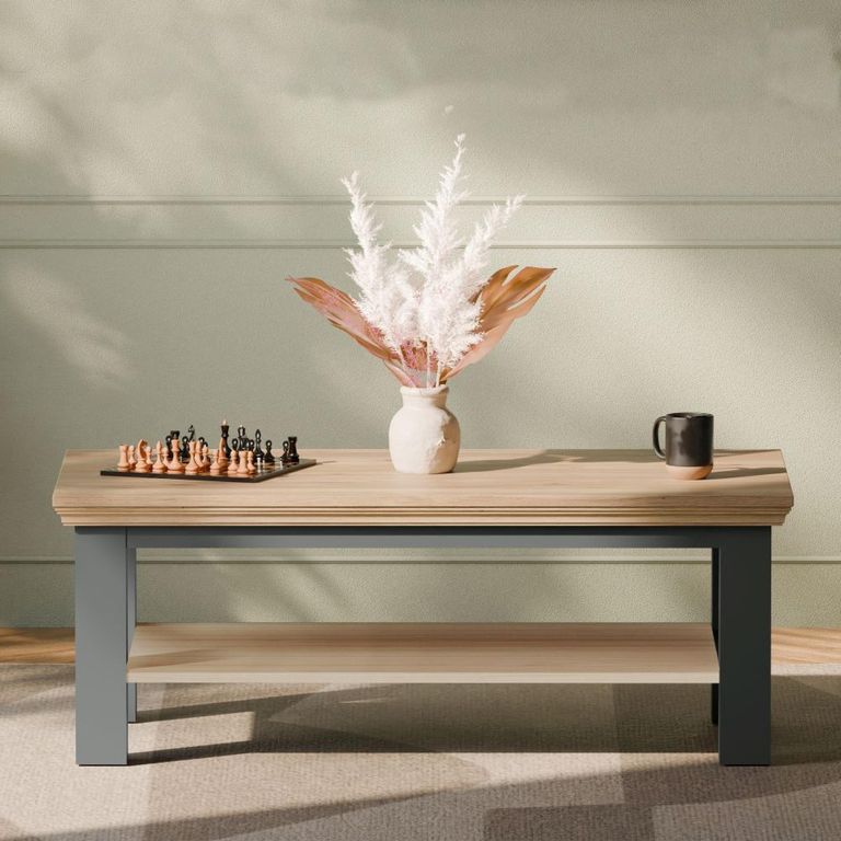 Pontypool Coffee Table - Large - Dark Grey and Light Oak