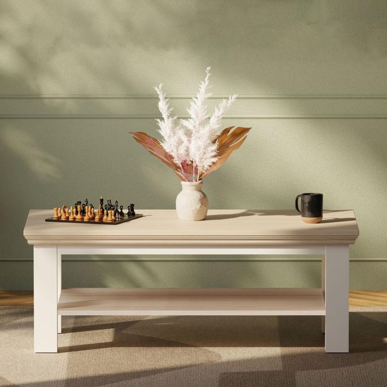 Pontypool Coffee Table - Large - White and Riva Oak