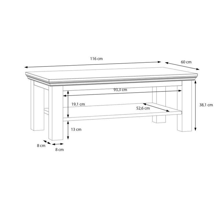 Pontypool Coffee Table - Large - White and Riva Oak