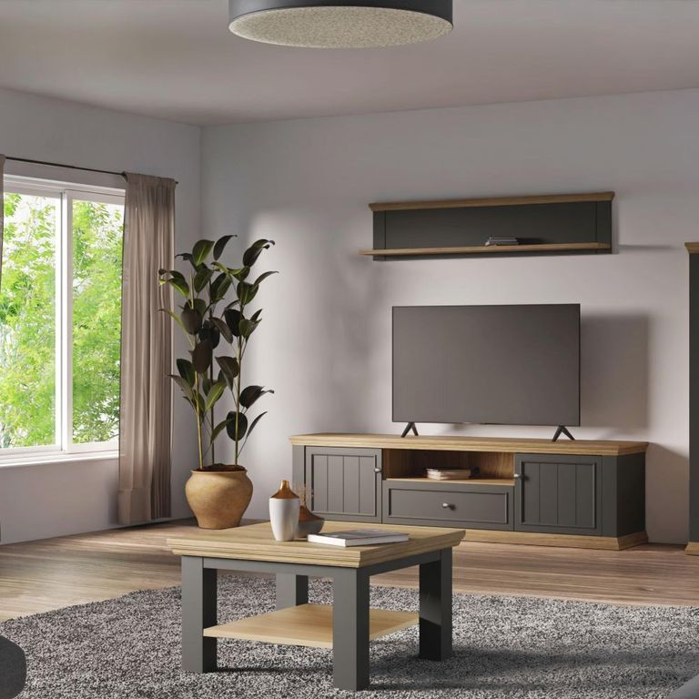 Pontypool Coffee Table - Small - Dark Grey and Light Oak