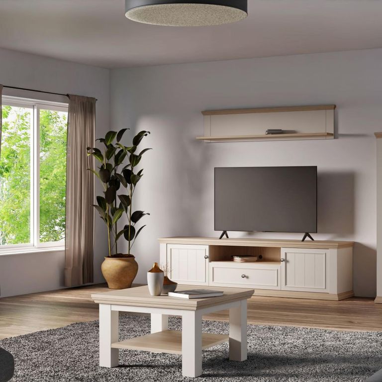 Pontypool Coffee Table - Small - White and Riva Oak