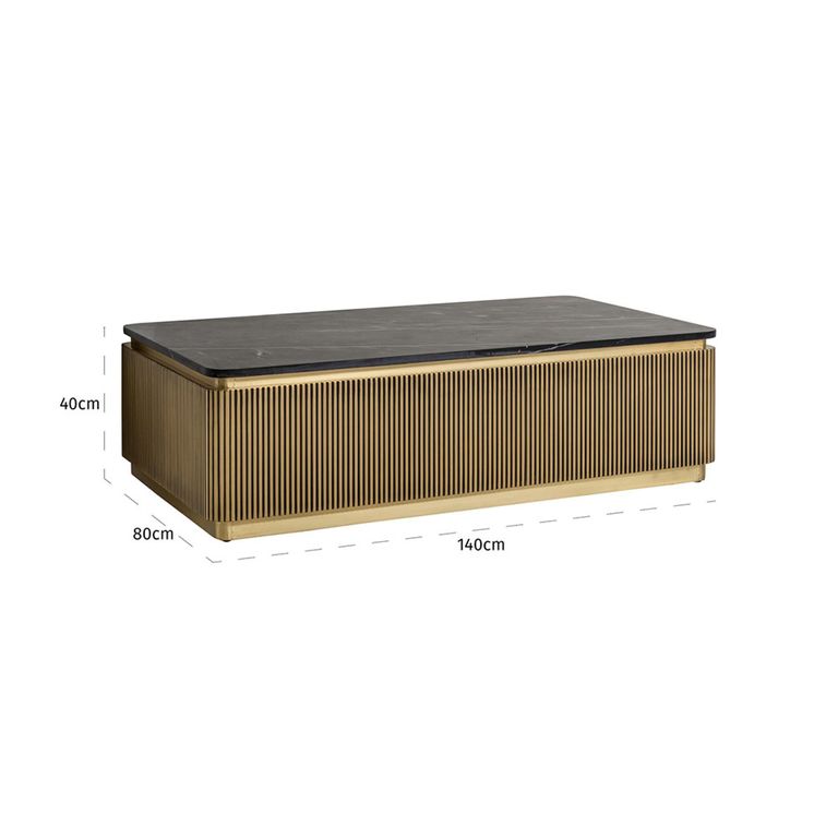 Ironville Brass Ribbed Coffee Table