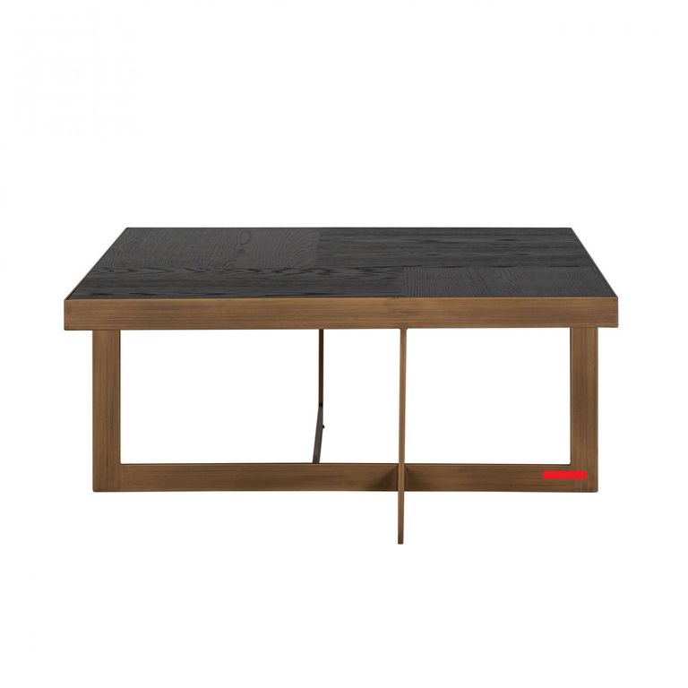 Cambon Dark Oak and Brass Square Coffee Table
