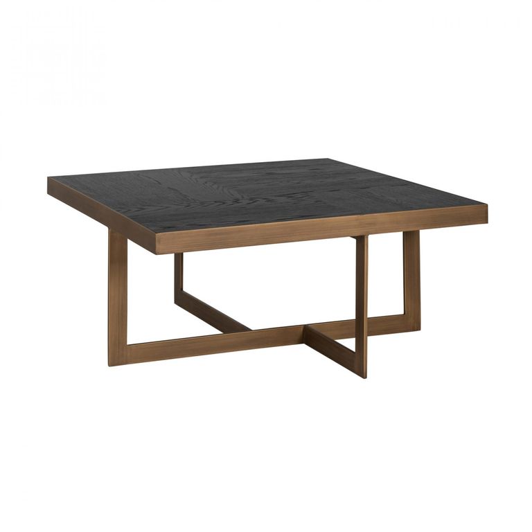 Cambon Dark Oak and Brass Square Coffee Table