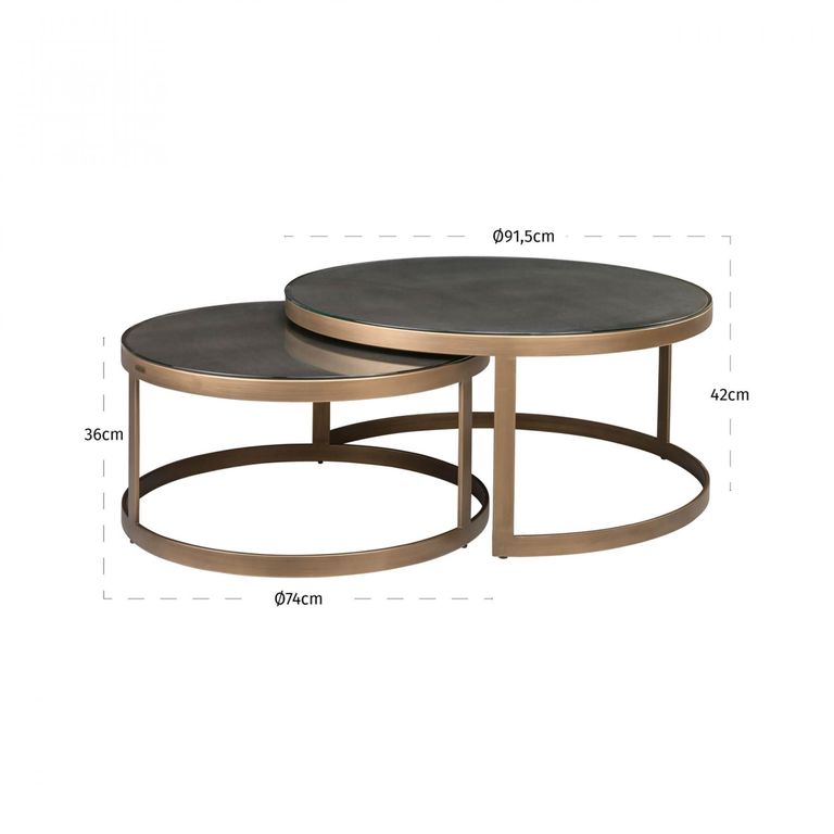 Bloomville Shagreen Top Round 2 Tier Coffee Tables
