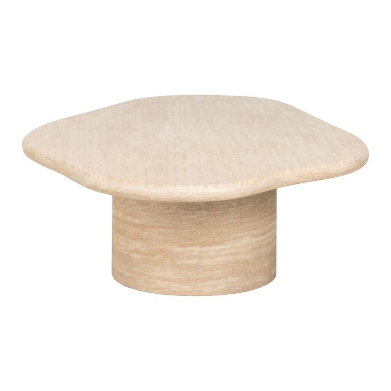 Fictus Travertine Beige Abstract Shape Coffee Table