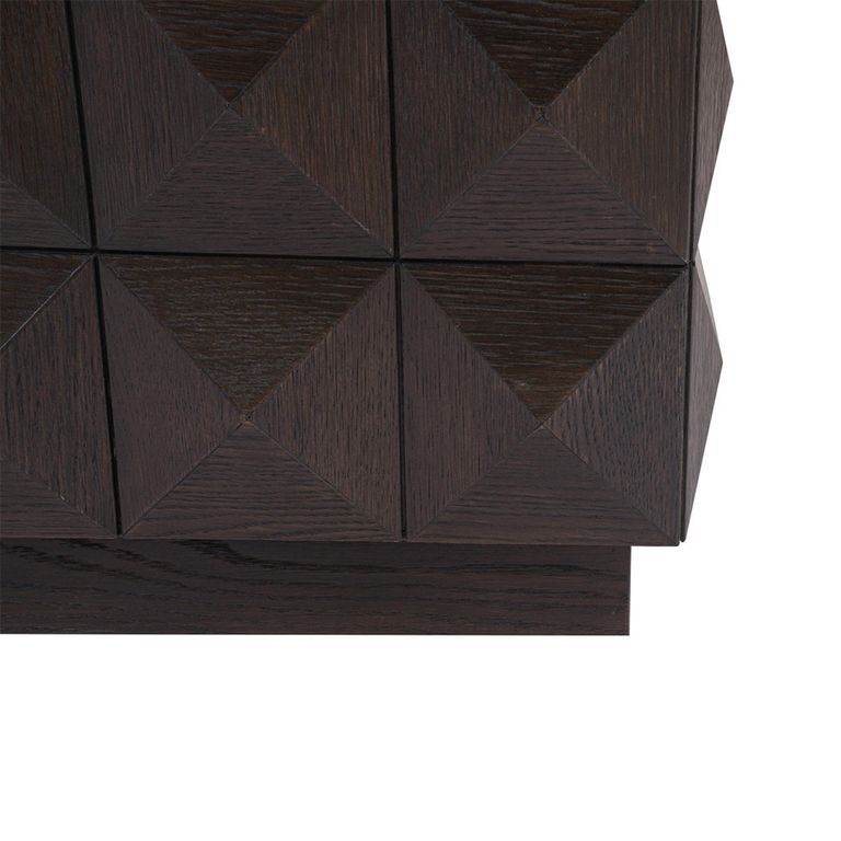 Claremont Dark Wood Square Geometric Coffee Table with Travertine Top