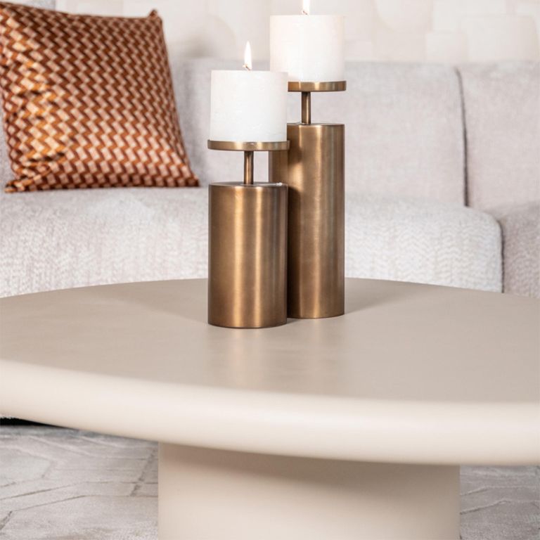Clayton Lime Plaster Curved Coffee Table