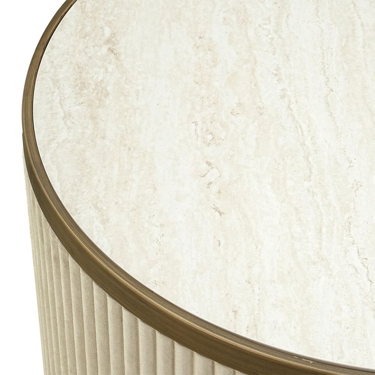 Tivoli Fluted Coffee Table - 2 Tier - Round - White - Ceramic