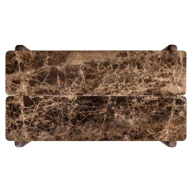 Lagrasse Coffee Table - Low - Dark Brown - Marble and Oak