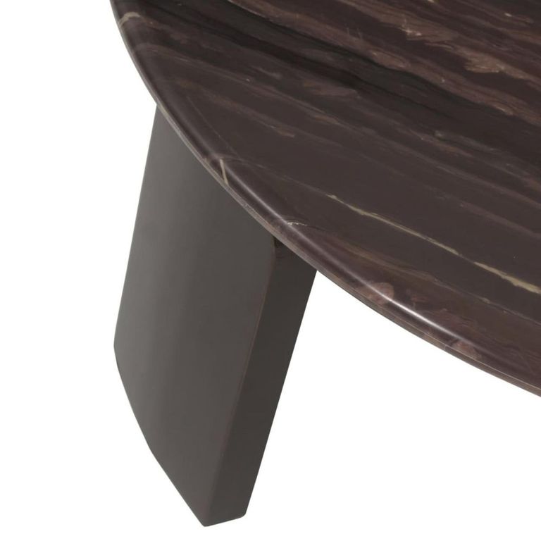 Menton Coffee Table - 2 Tier - Round - Burgundy - Marble and Brass