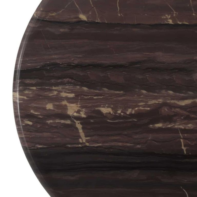 Menton Coffee Table - 2 Tier - Round - Burgundy - Marble and Brass