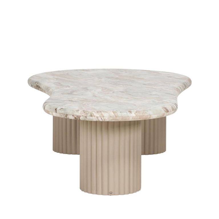 Coronel Beige Marble Coffee Table with Fluted Base