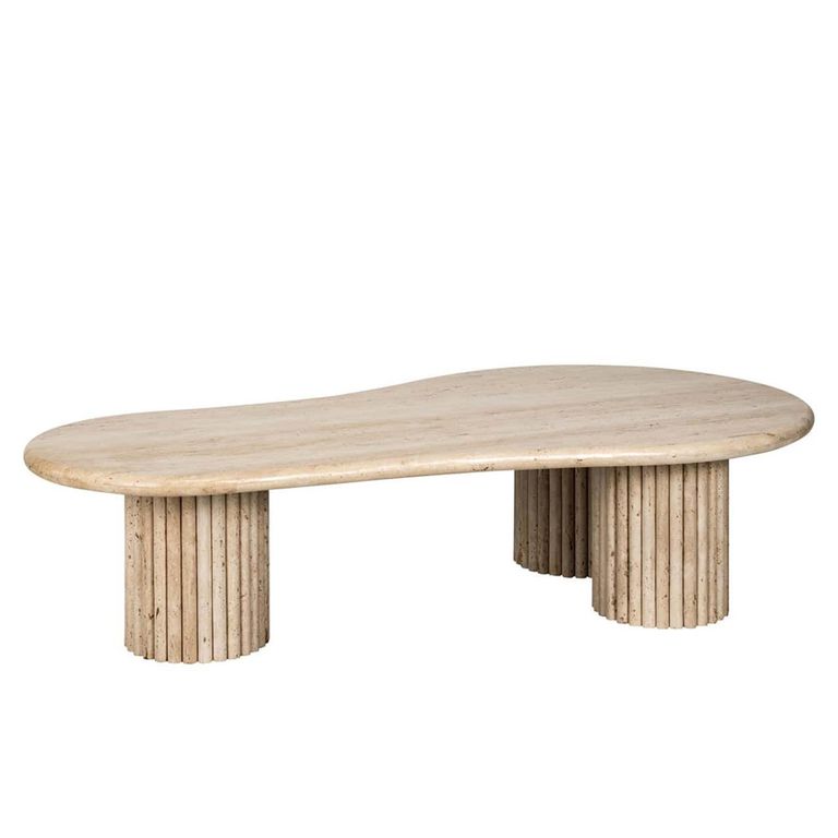 La Cantera Travertine Beige Curved Coffee Table