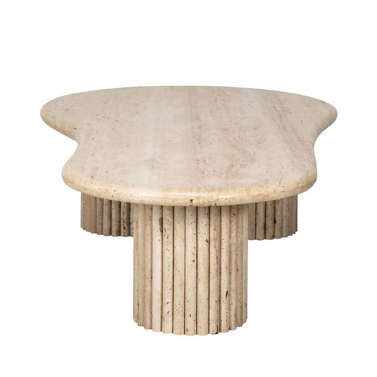 La Cantera Travertine Beige Curved Coffee Table