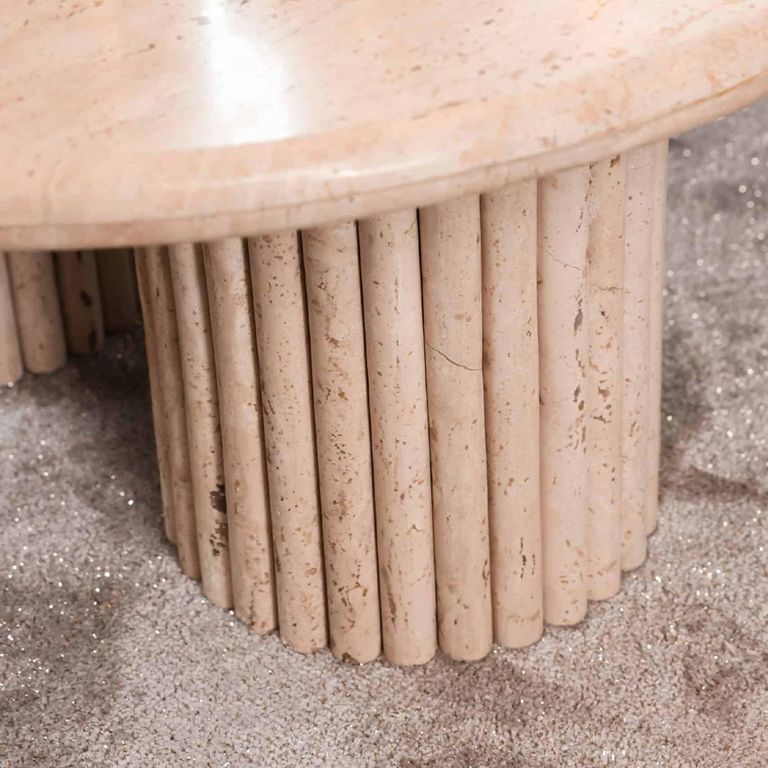La Cantera Travertine Beige Curved Coffee Table