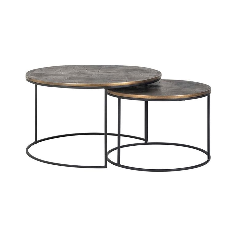 Tulum Brushed Gold 2 Tier Round Coffee Tables