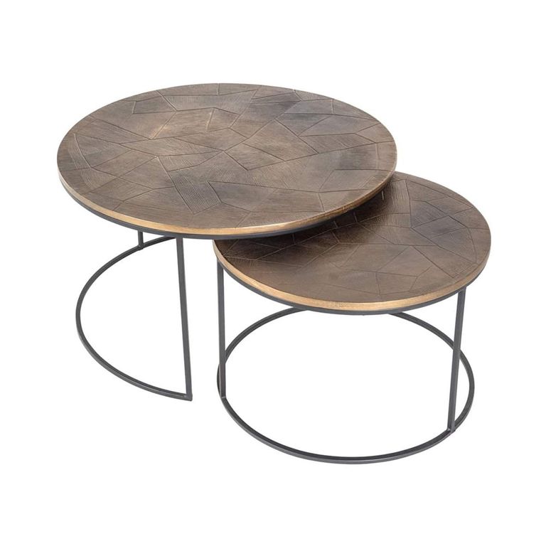 Tulum Brushed Gold 2 Tier Round Coffee Tables