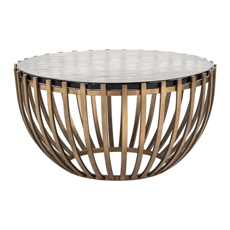 Volante Glass and Gold Round Coffee Table