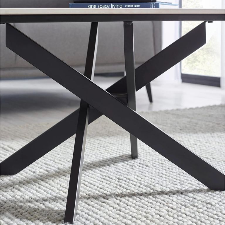 Bradley Coffee Table - Spider Leg - White and Black - Ceramic and Metal