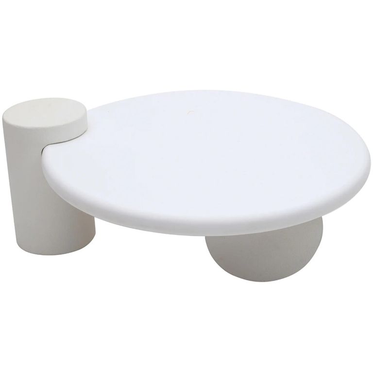 Geo White Coffee Table - Low - Abstract
