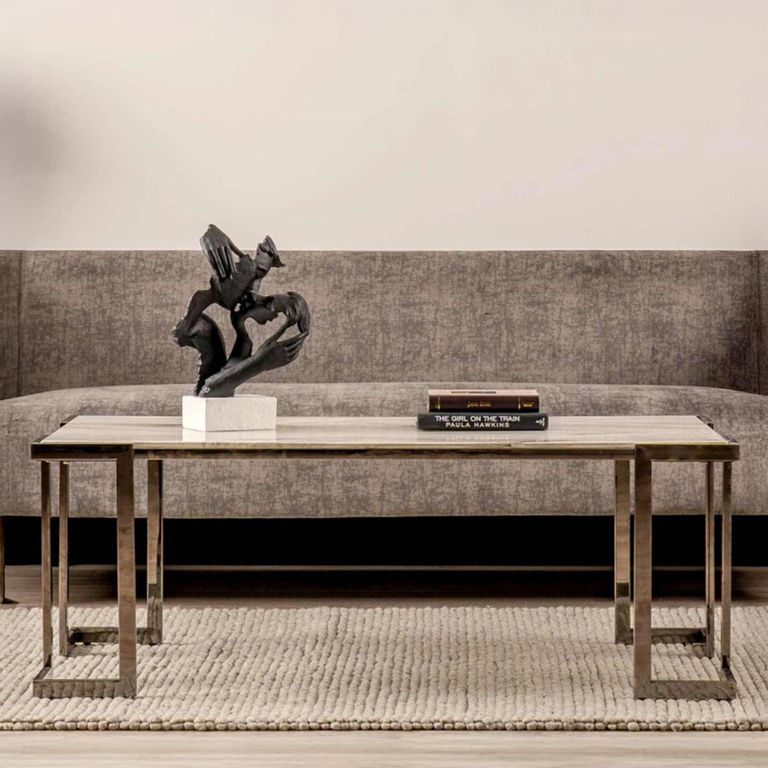 Aamari Coffee Table - White Marble Effect and Metal