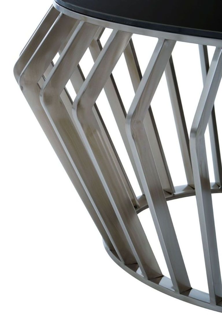 Ackley Coffee Table - Black Glass Round with Chrome Base