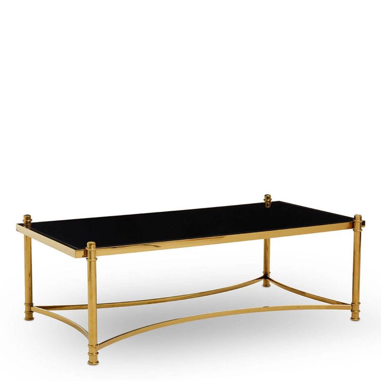 Ackley Coffee Table - Black Glass - Gold Legs