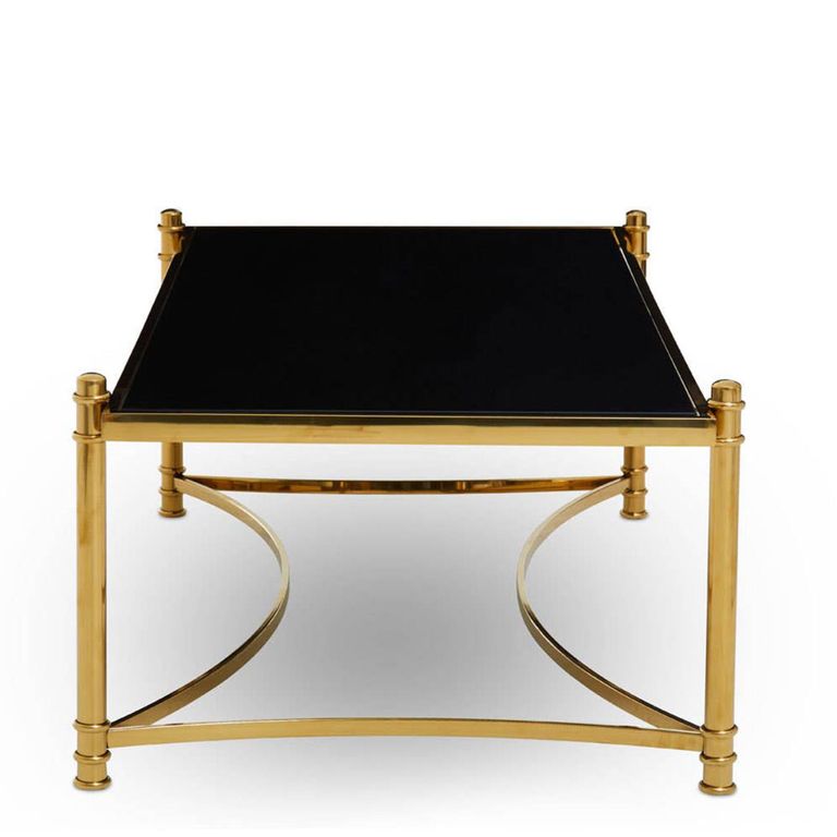 Ackley Coffee Table - Black Glass - Gold Legs
