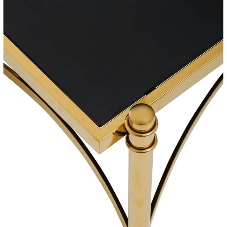 Ackley Coffee Table - Black Glass - Gold Legs