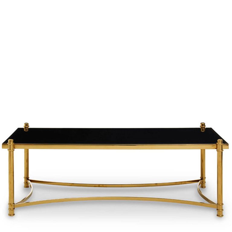 Ackley Coffee Table - Black Glass - Gold Legs