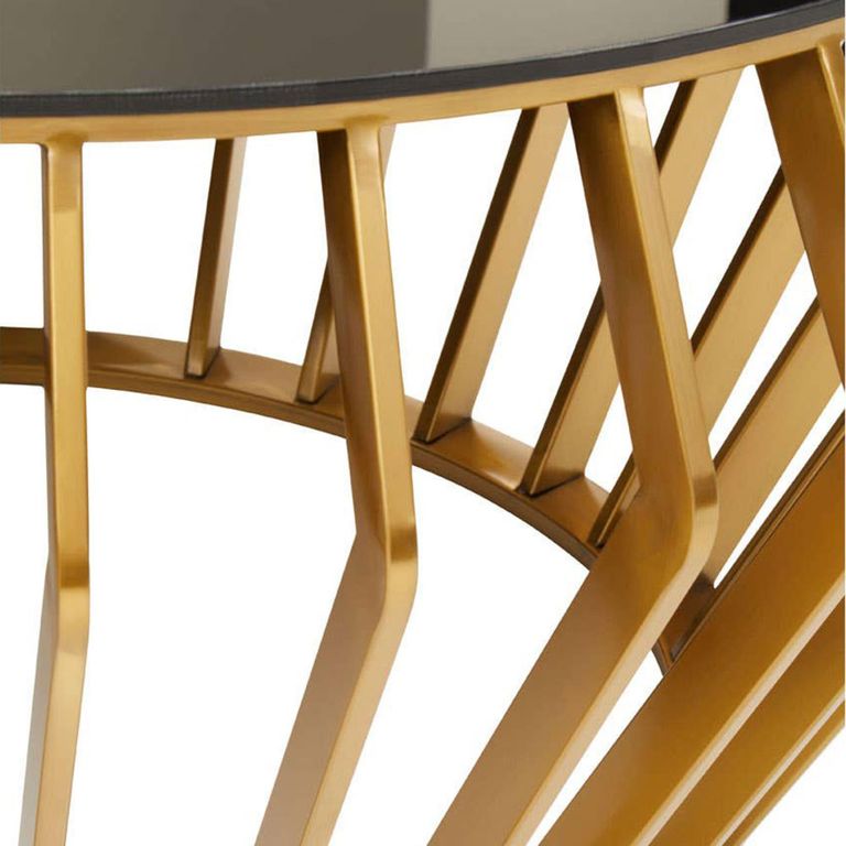 Ackley Coffee Table - Round - Black Glass - Gold Legs