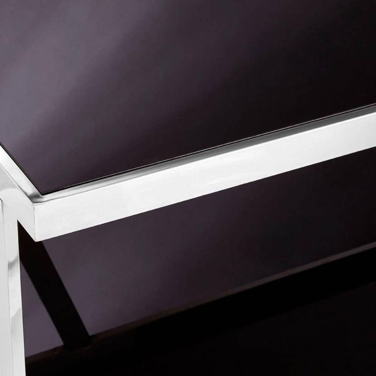 Ackley Coffee Table - Black Glass - Silver Legs