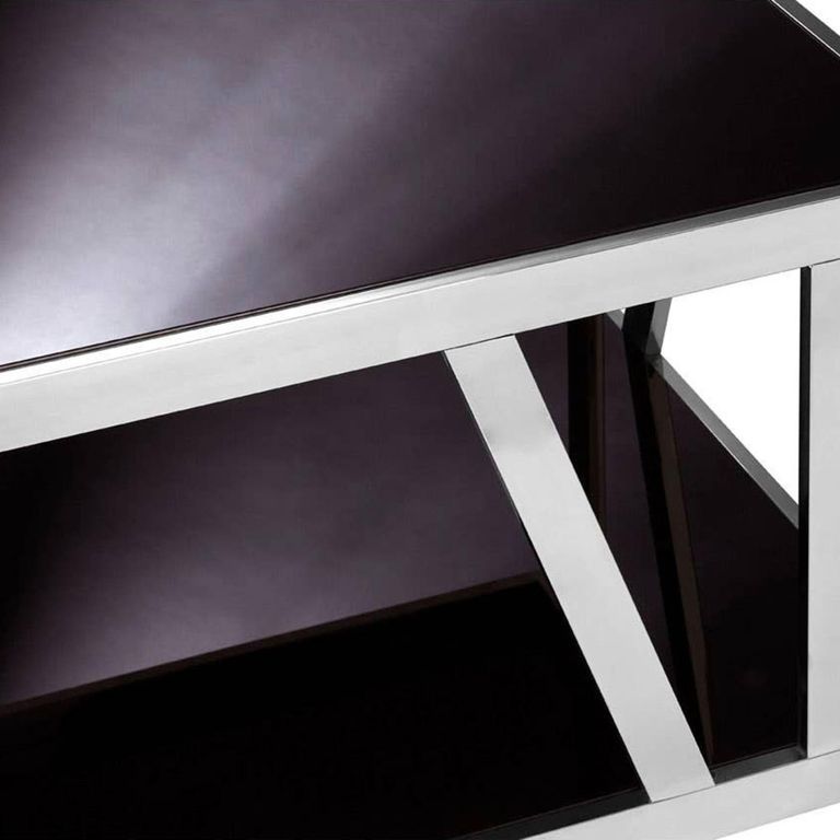 Ackley Coffee Table - Black Glass - Silver Legs